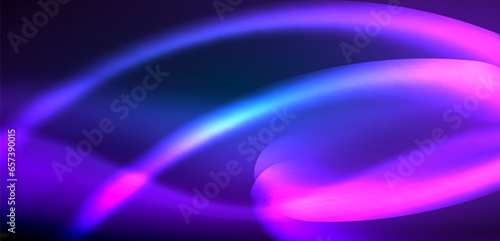 Dynamic waves in ethereal glow of neon lights. Concept merges fluidity of motion with vibrant allure of neon, crafting entrancing backdrop that embodies both vitality and futuristic sophistication