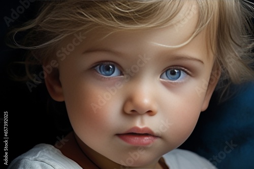 Generative AI   portrait of baby with blue eyes. great choice for advertising