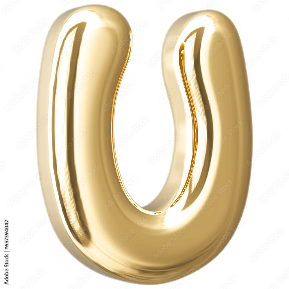 Gold Letter U With Style 3d Render Gold Letter U With Style 3d Render