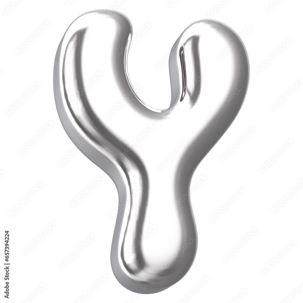 Silver Letter Y With Style 3d Render Silver Letter Y With Style 3d Render