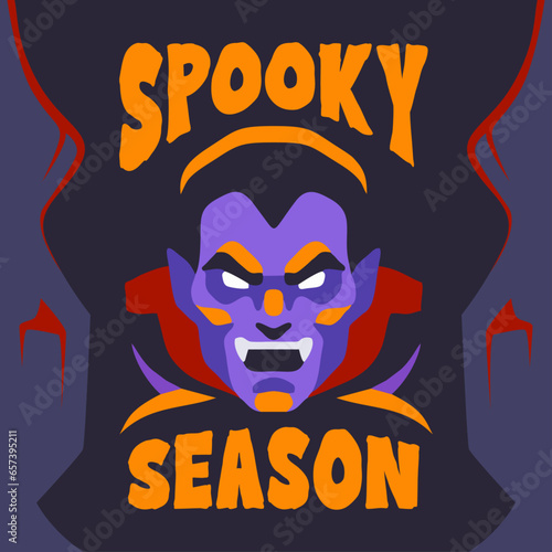spooky season vector design with scary vampire characters. Halloween celebration 