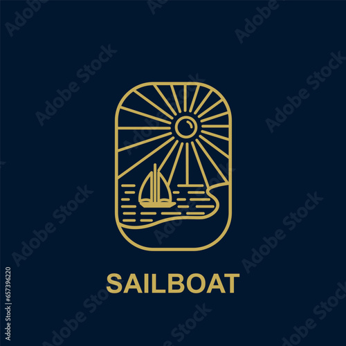 sailboat line art logo vector minimalist illustration design.