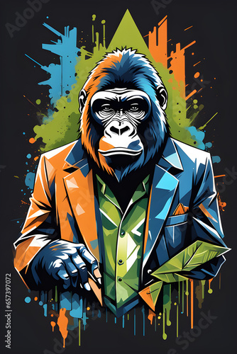 Gorilla man in suit. Grnerative AI