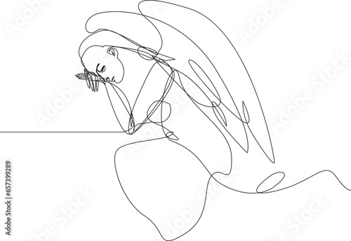 vector angel woman line art