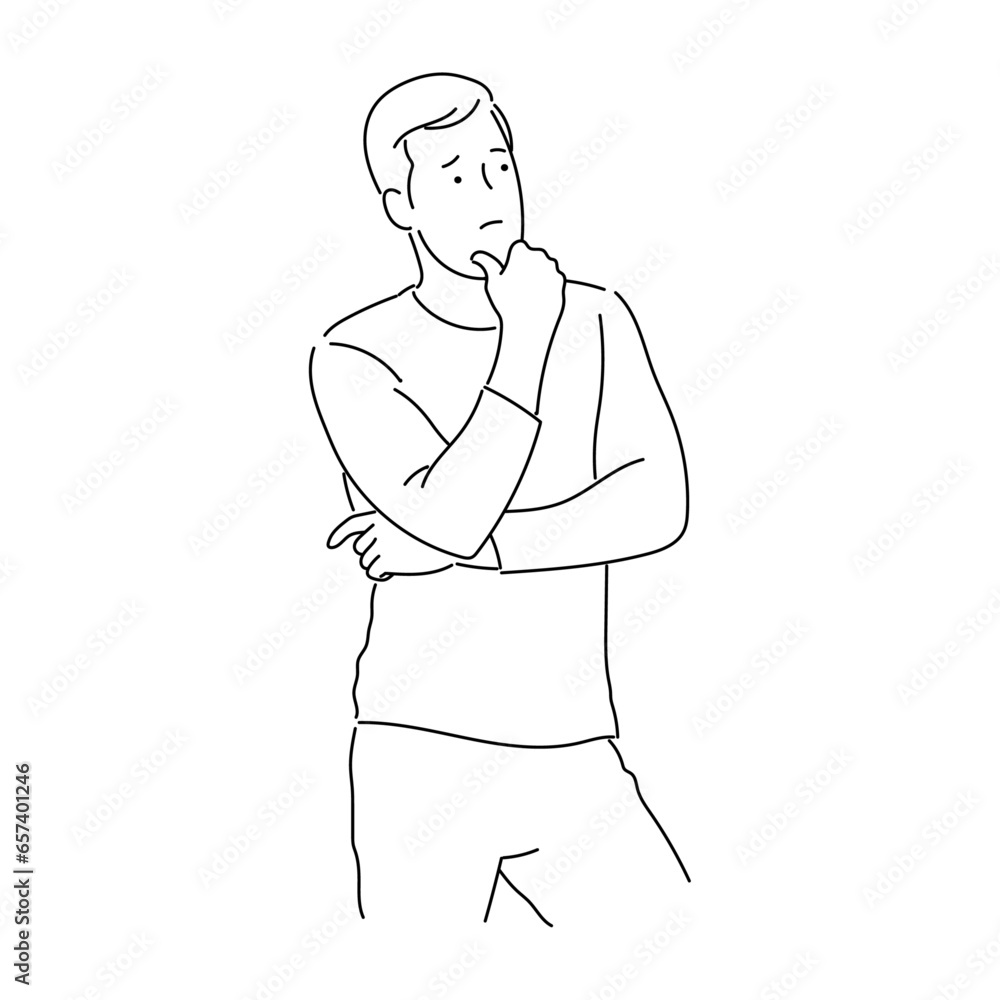 illustration of thiking man line art vector illustration of thiking man line art vector