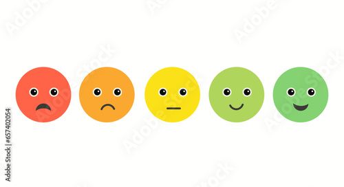 Face feedback. Satisfaction level vector icon. Happy sad good bad customer emotion