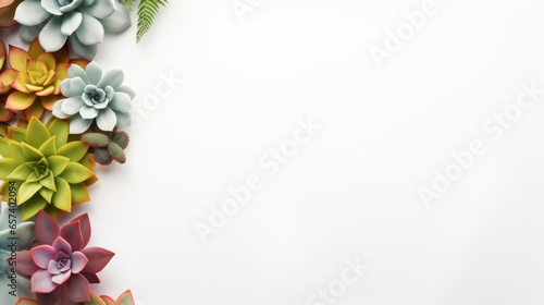 Minimalist Top View Banner with Succulent Plants with lots of copyspace for your text