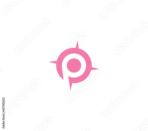 Letter P compass logo design 