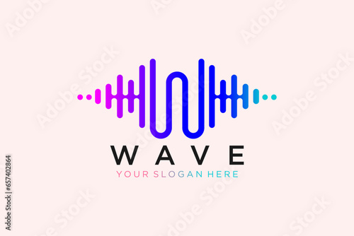 Music player logo element. Logo template electronic music, equalizer, store, audio wave logo concept.