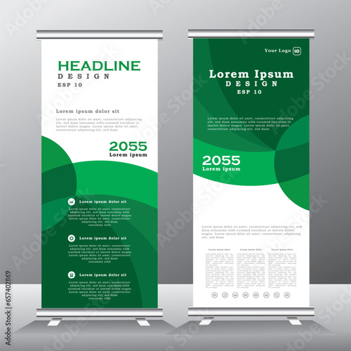 Roll up banner design, abstract vertical banner template with green color, new pull up banner design, vector eps 10