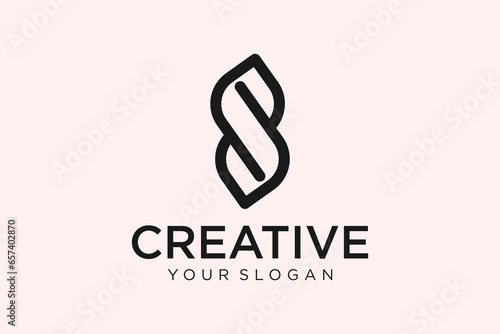Creative trendy stylish black and white S letter based initial logo icon.