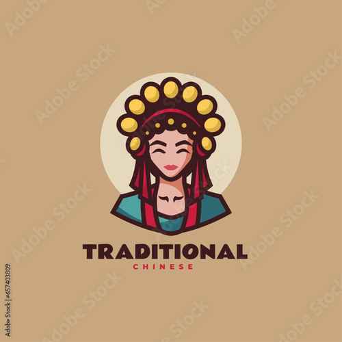 Vector Logo Illustration Traditional Mascot Cartoon Style.
