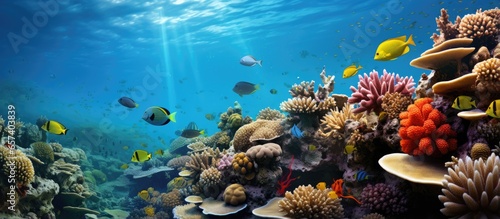 Photo Red Sea coral colony photo Egypt With copyspace for text