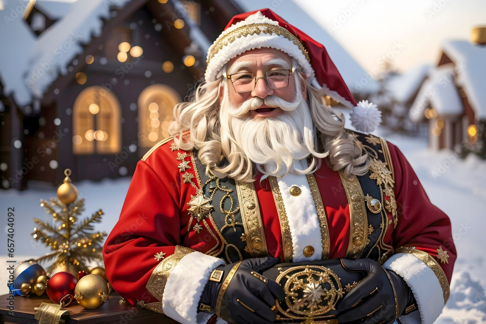 Jolly and elegant Santa Claus, the festive embodiment of holiday cheer.
