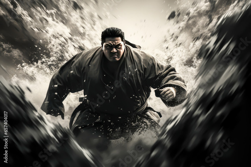 grayscale minimalist storyboard animatic style of a sumo wrestler, sports illustrations