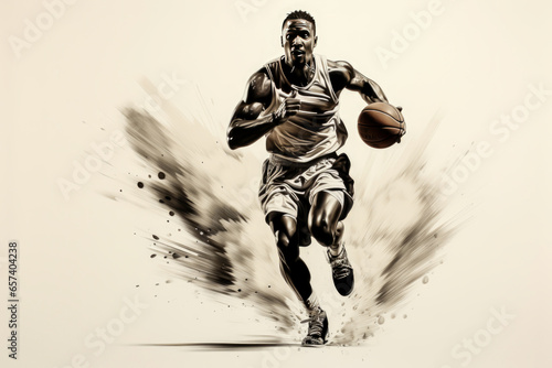 grayscale minimalist storyboard animatic style of a basketball player, sports illustrations © VicenSanh