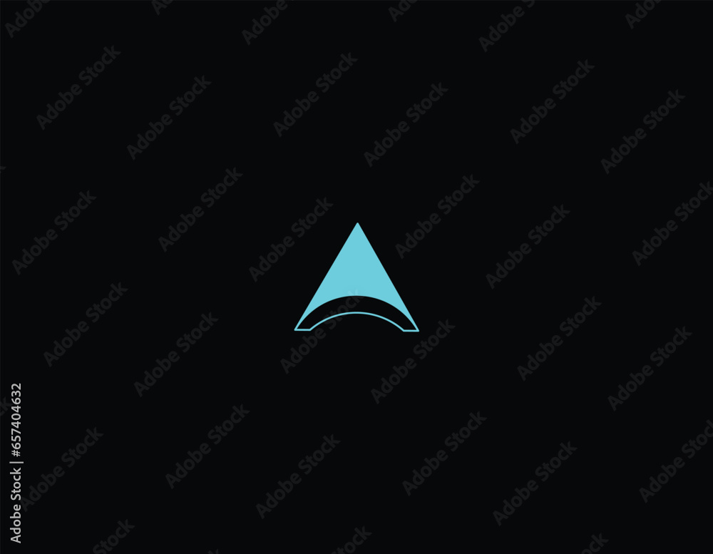 Fototapeta premium Pyramid letter A logo design with black background.