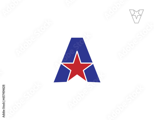 Letter A or V  Star Logo design with white background. 
