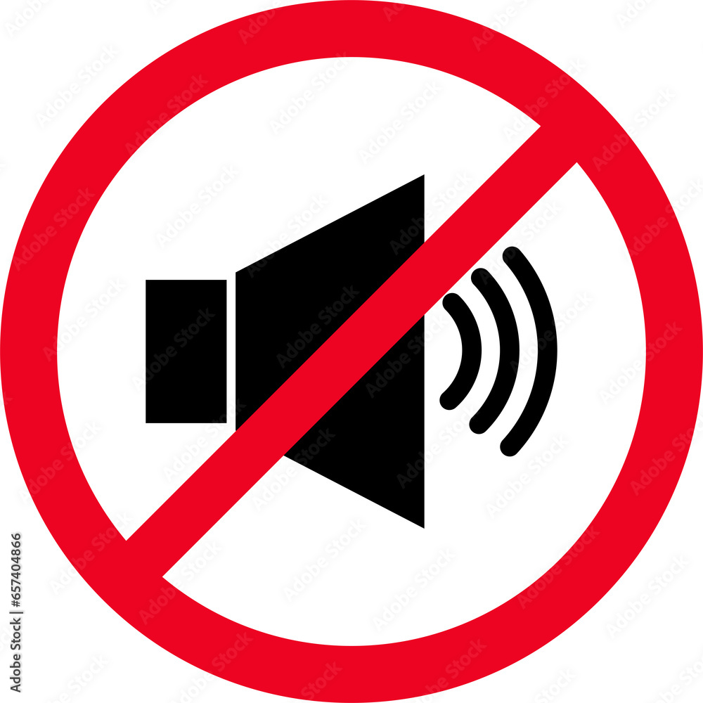 Forbidden sign with loudspeaker glyph flat icon. Indicating signal to noise ban. Speaker with prohibition sign. Silence, mute. illustration Forbidden sign with loudspeaker glyph flat icon. Indicating signal to noise ban. Speaker with prohibition sign. Silence, mute. illustration