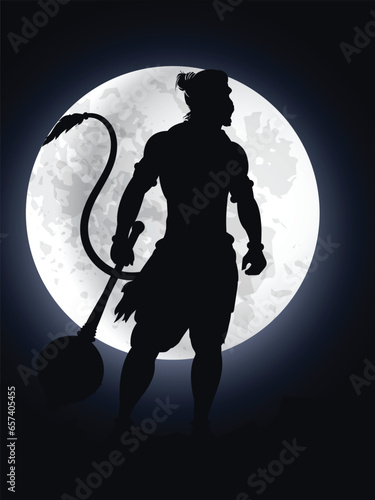 Lord Hanuman Graphic trendy design in full moon, photo