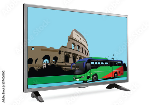 Abstract picture on tv screen. Vector 3d