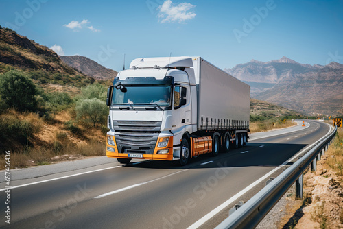 Truck on the road on a sunny day