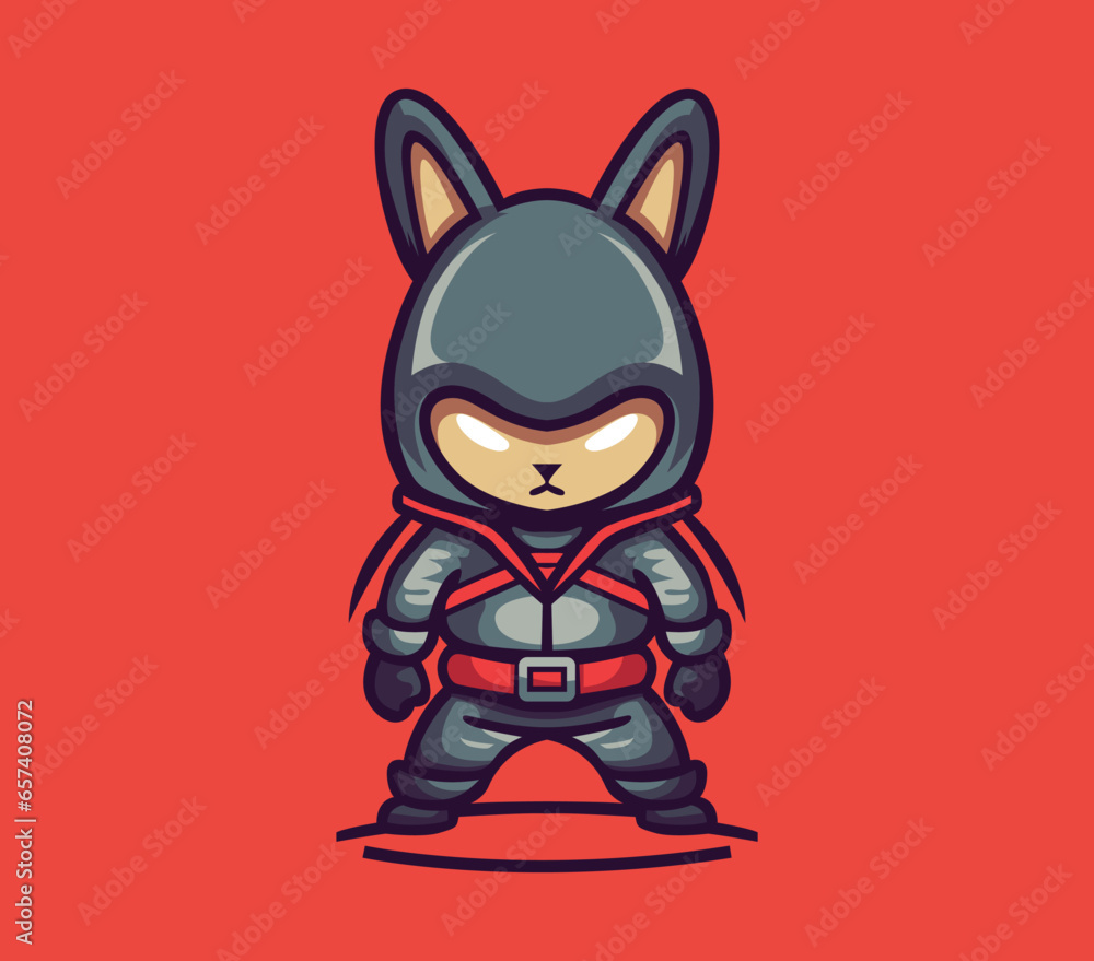 The Stealthy Ninja Hare: Vector Graphics Mascot Character Illustration of a Bunny Donned in Ninja Costume, Ready to Hop into Action with Cunning Precision The Stealthy Ninja Hare: Vector Graphics Mascot Character Illustration of a Bunny Donned in Ninja Costume, Ready to Hop into Action with Cunning Precision