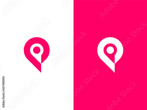 Modern letter P pin point logo vector template 