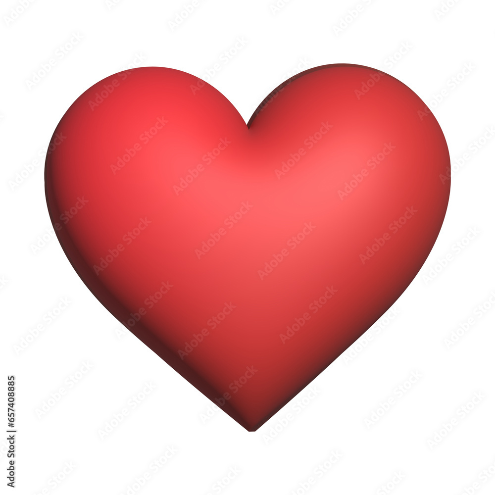 Red heart 3d rendering romantic symbol valentine concept