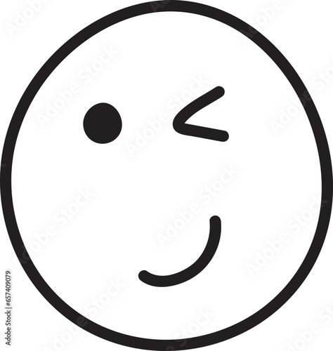 smile winking emoji face outline