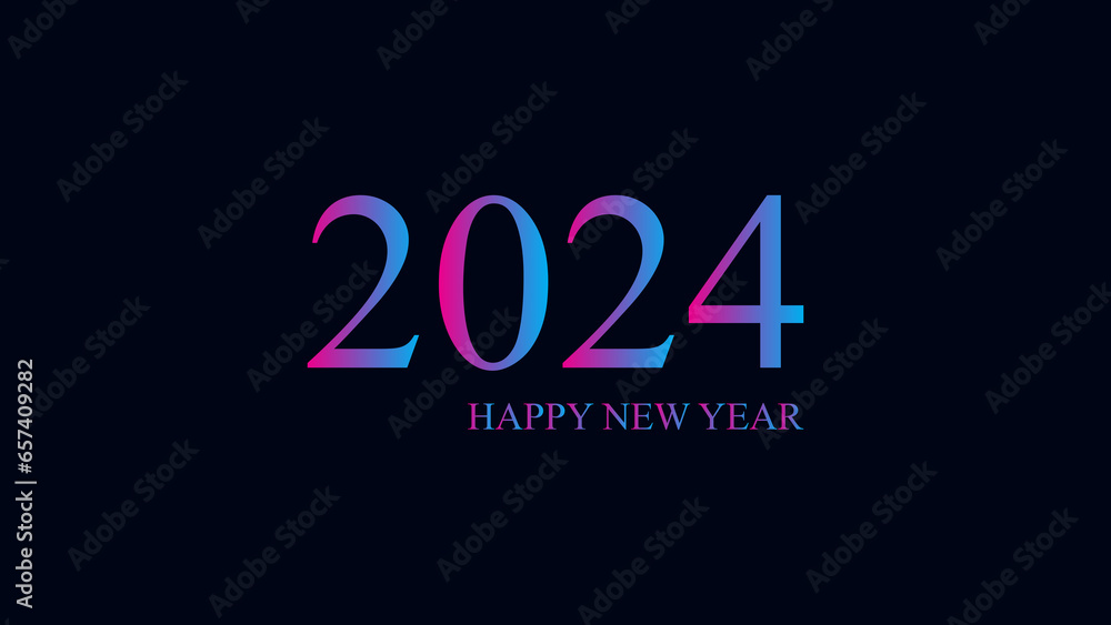 Colorful and stylish 2024 Happy New Year and beautiful background