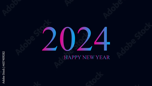 Colorful and stylish 2024 Happy New Year and beautiful background