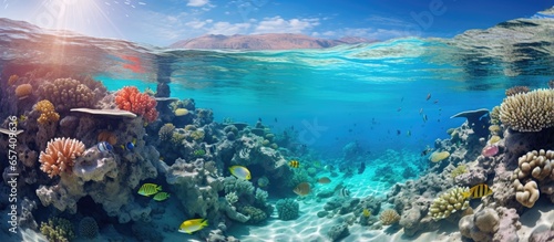 Photographs of the Red Sea s coral reef and marine creatures in Dahab Egypt With copyspace for text © 2rogan