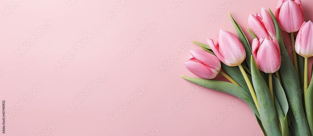 Pink tulip bouquet on a isolated pastel background Copy space Pink tulip bouquet on a isolated pastel background Copy space