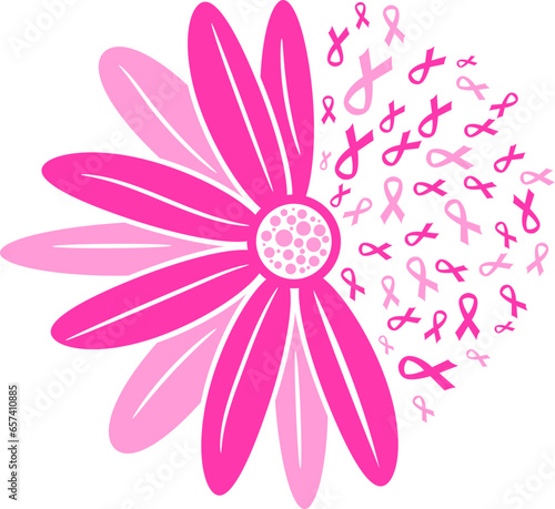 sunflower Support Squad Breast Cancer with ribbon design
