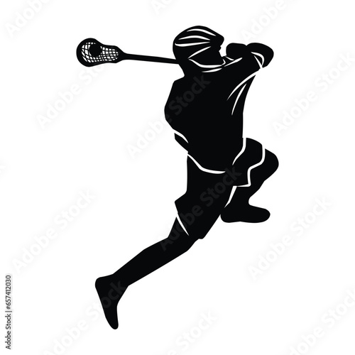 hand drawn silhouette of a lacrosse player. graphic assets in the form of shadows of lacrosse players that can be used for background designs