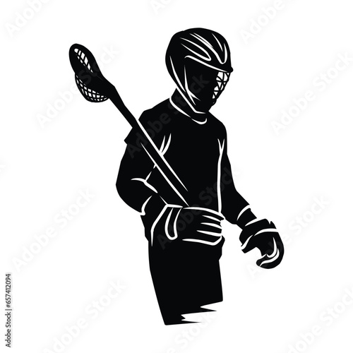 hand drawn silhouette of a lacrosse player. graphic assets in the form of shadows of lacrosse players that can be used for background designs