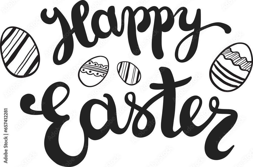 Naklejka premium Digital png illustration of eggs with happy easter text on transparent background