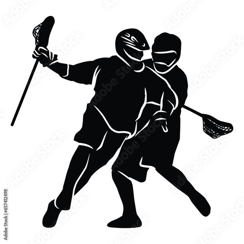 hand drawn silhouette of a lacrosse player. graphic assets in the form of shadows of lacrosse players that can be used for background designs