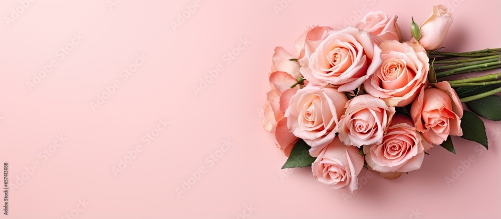 Roses in wedding bouquet alone on isolated pastel background Copy space Roses in wedding bouquet alone on isolated pastel background Copy space