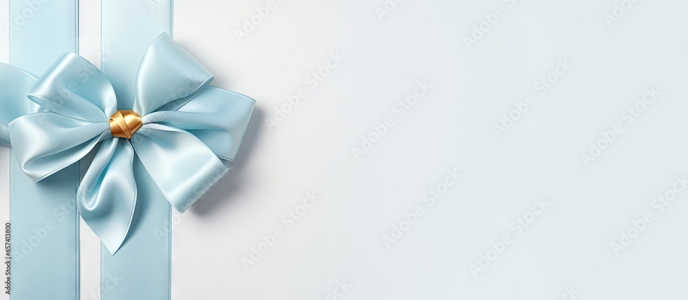 copy space image on isolated background with an isolated blue bow
