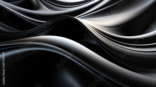 Digital Abstract Black Color Acrylic Paint Liquid Wavy Pattern Background