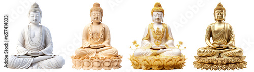 Set of buddha statues, cut out photo