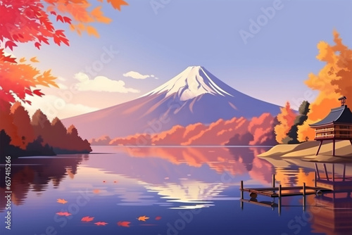 anime style background, mountain view