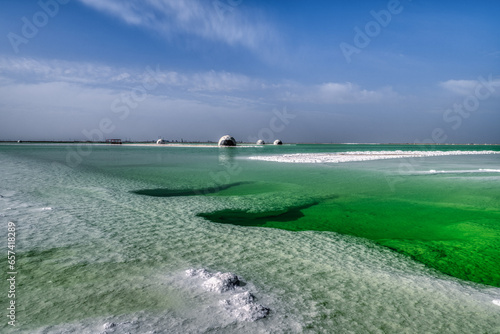 The Qarhan Playa salt lake at Qinghai Province, China. photo