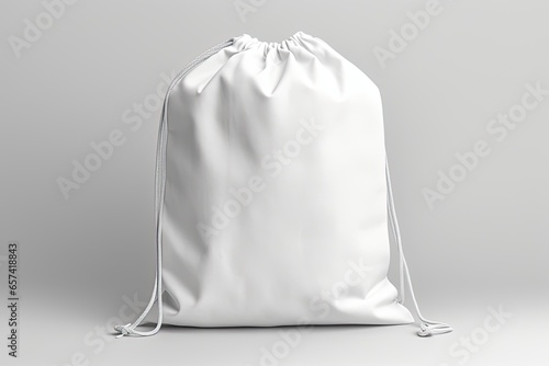 white drawstring bag isolated on a white background photo
