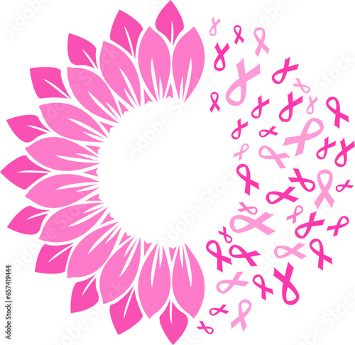 sunflower Support Squad Breast Cancer with ribbon design