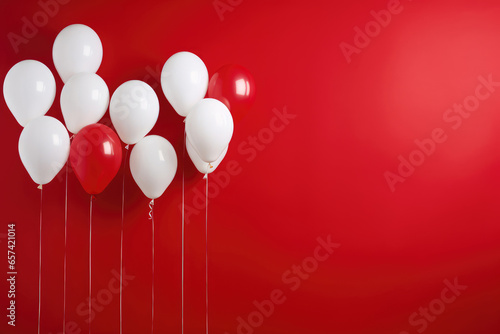 Red and white balloons for greeting card