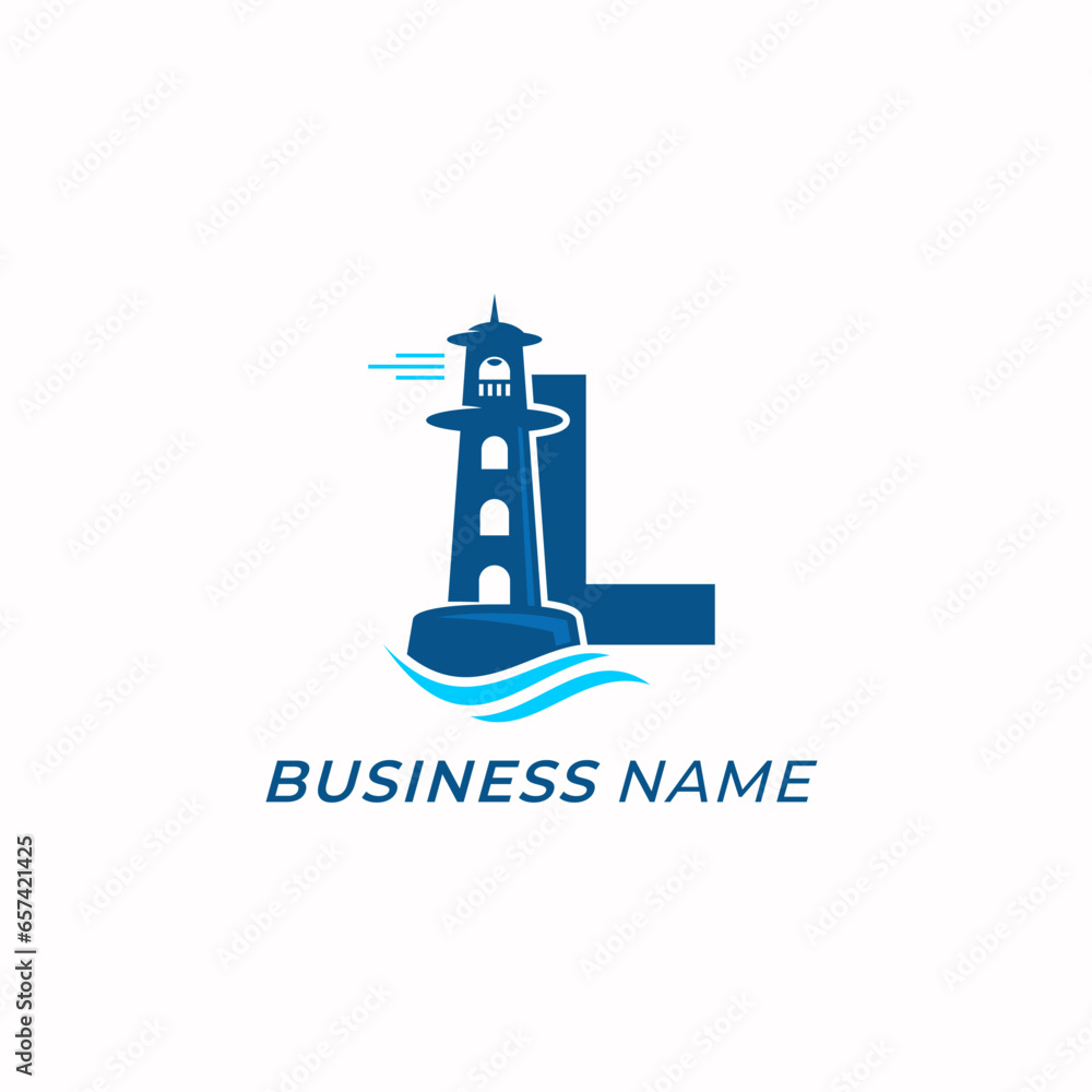 design logo creative letter L and lighthouse L