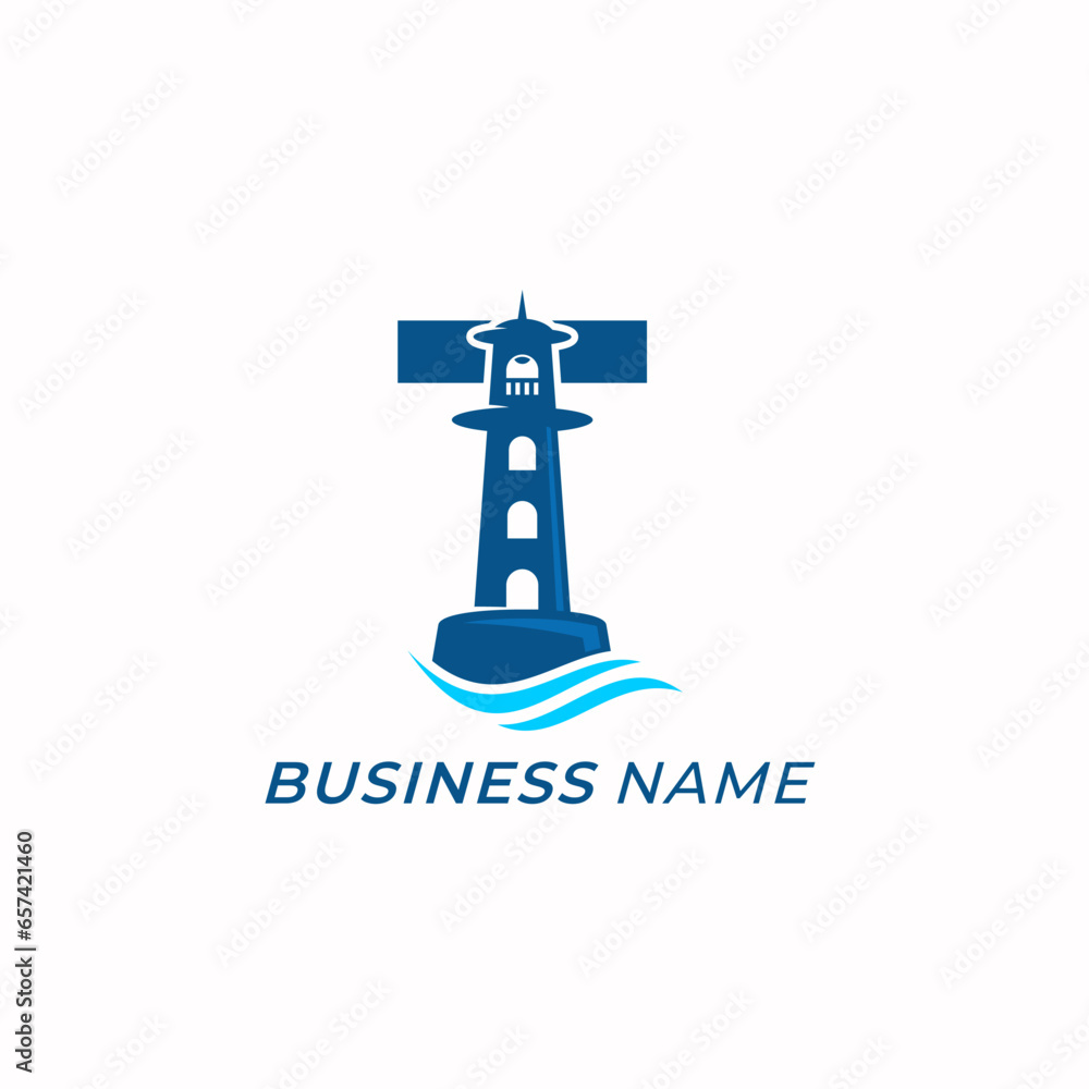 design logo tower lighthouse and letter T design logo tower lighthouse and letter T